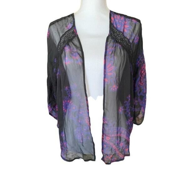 Express Womens Top Size Small Kimono Duster Cardigan Cover Up Multicolor - Picture 1 of 10
